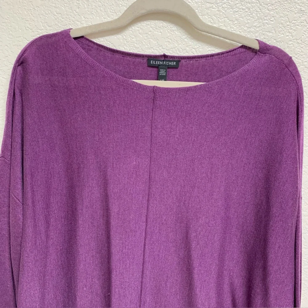 Eileen Fisher Purple Cotton Silk Blend Oversized Sweater Top Sz L Laggenlook - Picture 3 of 10
